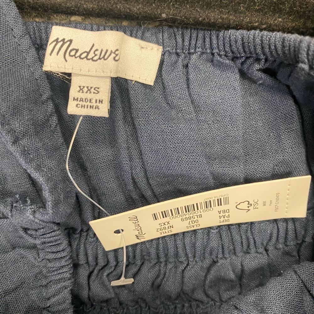 NWT Madewell Linen Blend Sophie Tank WideLeg Jumpsuit Size XXS Dark Baltic - Picture 9 of 15